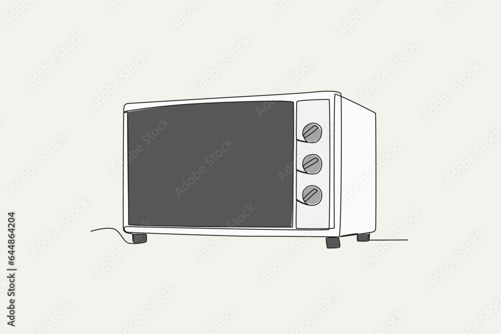 Color illustration of an oven. Cooking and kitchen tools one-line drawing Color illustration of an oven. Cooking and kitchen tools one-line drawing