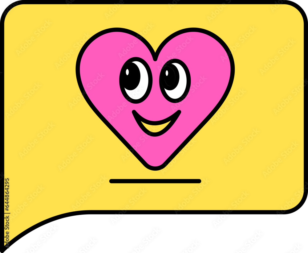Isolated Chat Box With Heart Cute Emoji Icon In Flat Style. Isolated Chat Box With Heart Cute Emoji Icon In Flat Style.