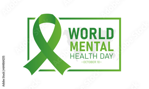 Vector illustration of World mental health day. October 10. Green awareness ribbon icon vector isolated on a white background. Health awareness concept for banner banner design.