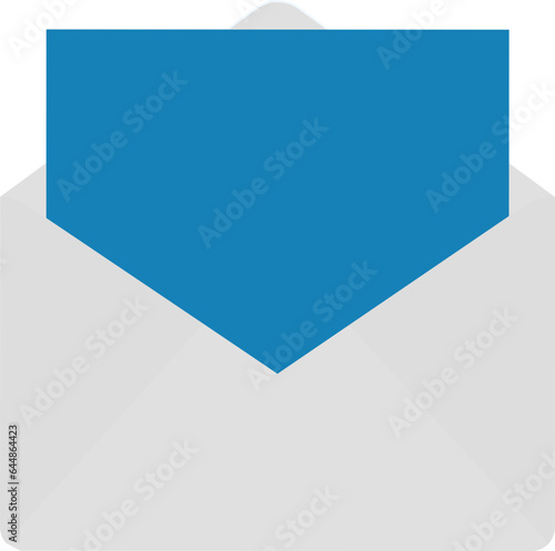 Blank Card With Envelope Icon In Blue And Grey Color.