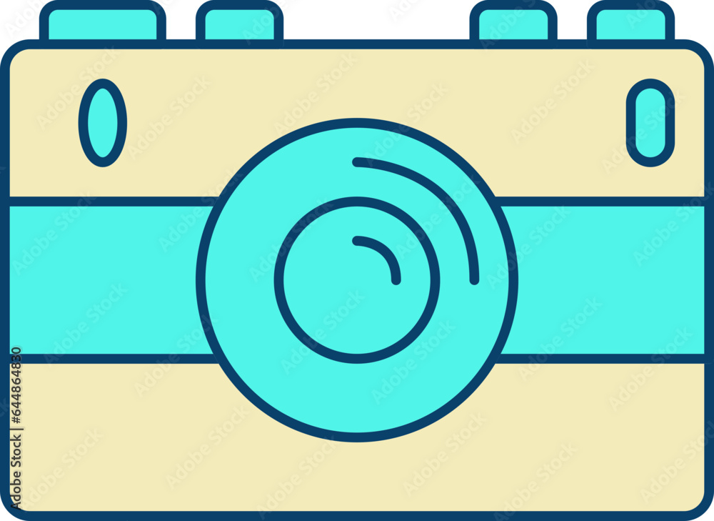 Isolated Camera Yellow And Turquoise Icon In Flat Style. Isolated Camera Yellow And Turquoise Icon In Flat Style.
