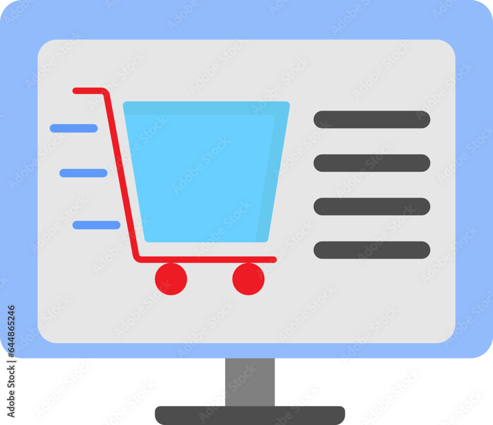 Shopping Cart Symbol In Desktop Screen For Online Shoping Colorful Icon. Shopping Cart Symbol In Desktop Screen For Online Shoping Colorful Icon.