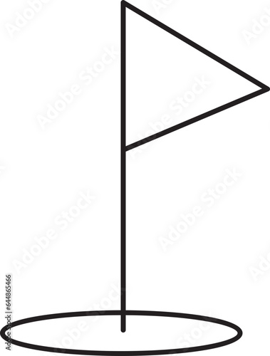 Illustration Of Flag Pole Icon In Black Outline.