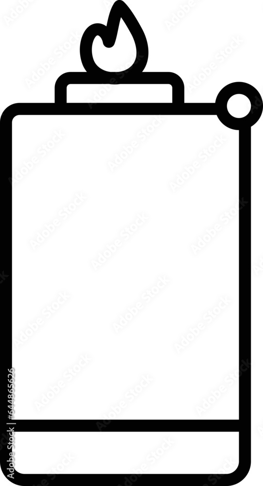 Black Outline Illustration Of Lighter Icon. Black Outline Illustration Of Lighter Icon.
