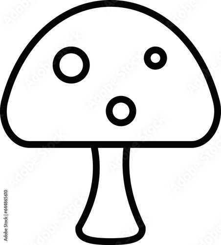 Black Linear Style Mushroom Icon Or Symbol.