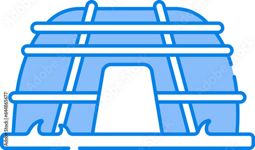 Flat Style Wigwam Icon In Blue And White Color.