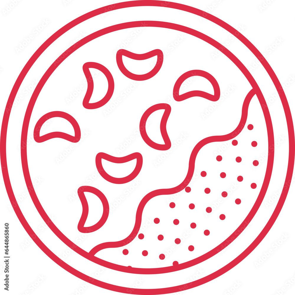 Diseased Vessel Icon In Red Line Art. Diseased Vessel Icon In Red Line Art.