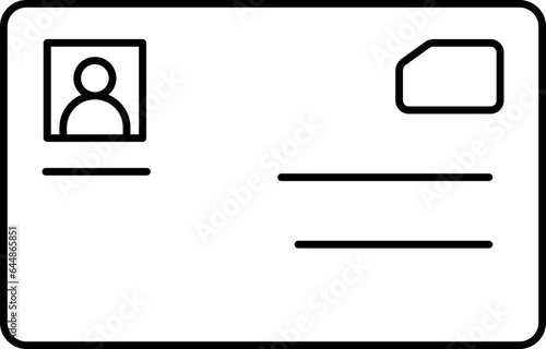 User ID Card Icon In Linear Style.