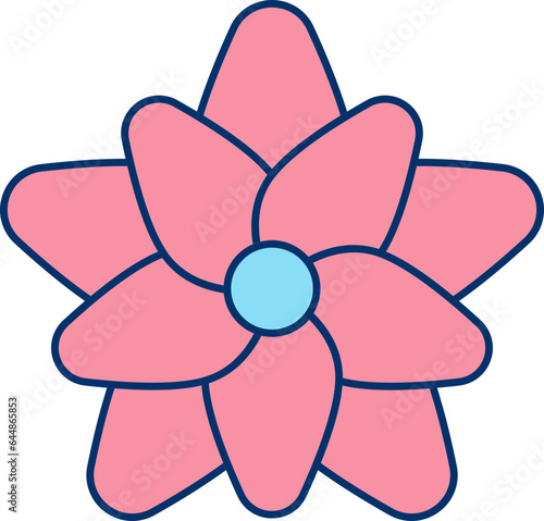 Red Flower Icon In Flat Style.
