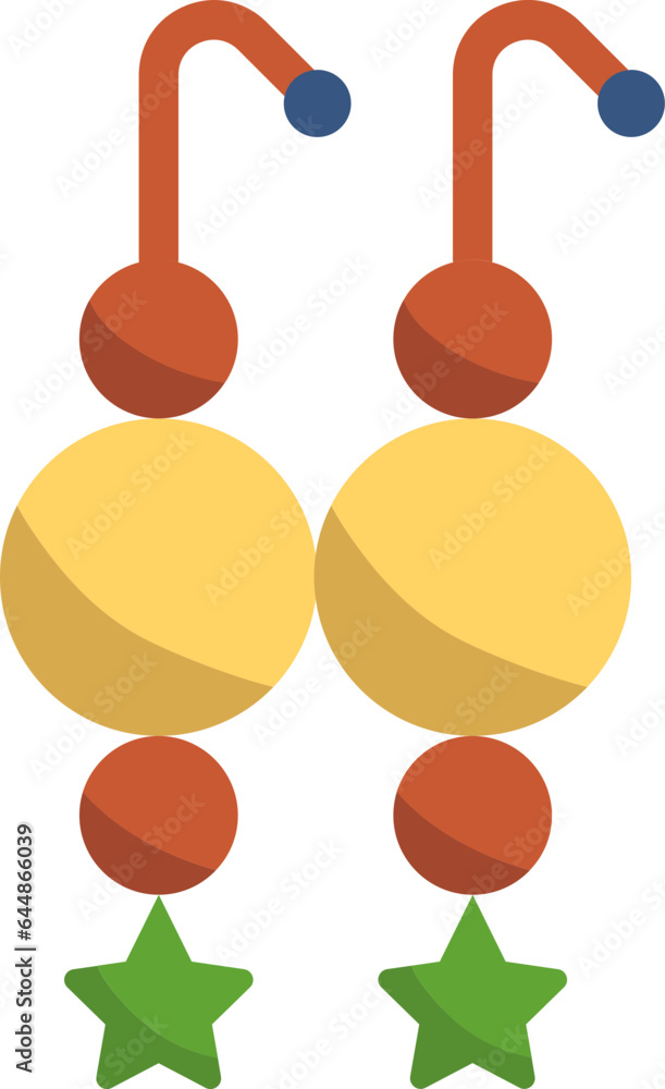 Colorful Earring Icon In Flat Style. Colorful Earring Icon In Flat Style.