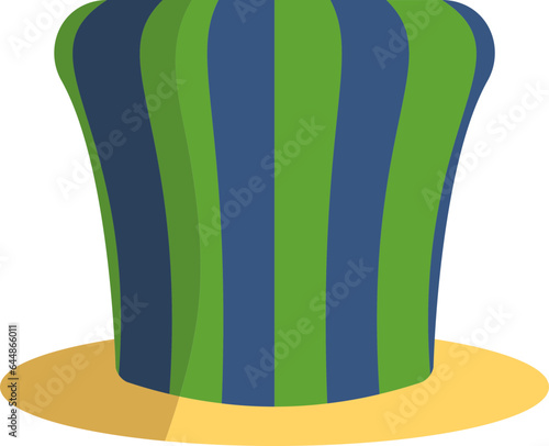 Colorful Striped Top Hat Icon In Flat Style.