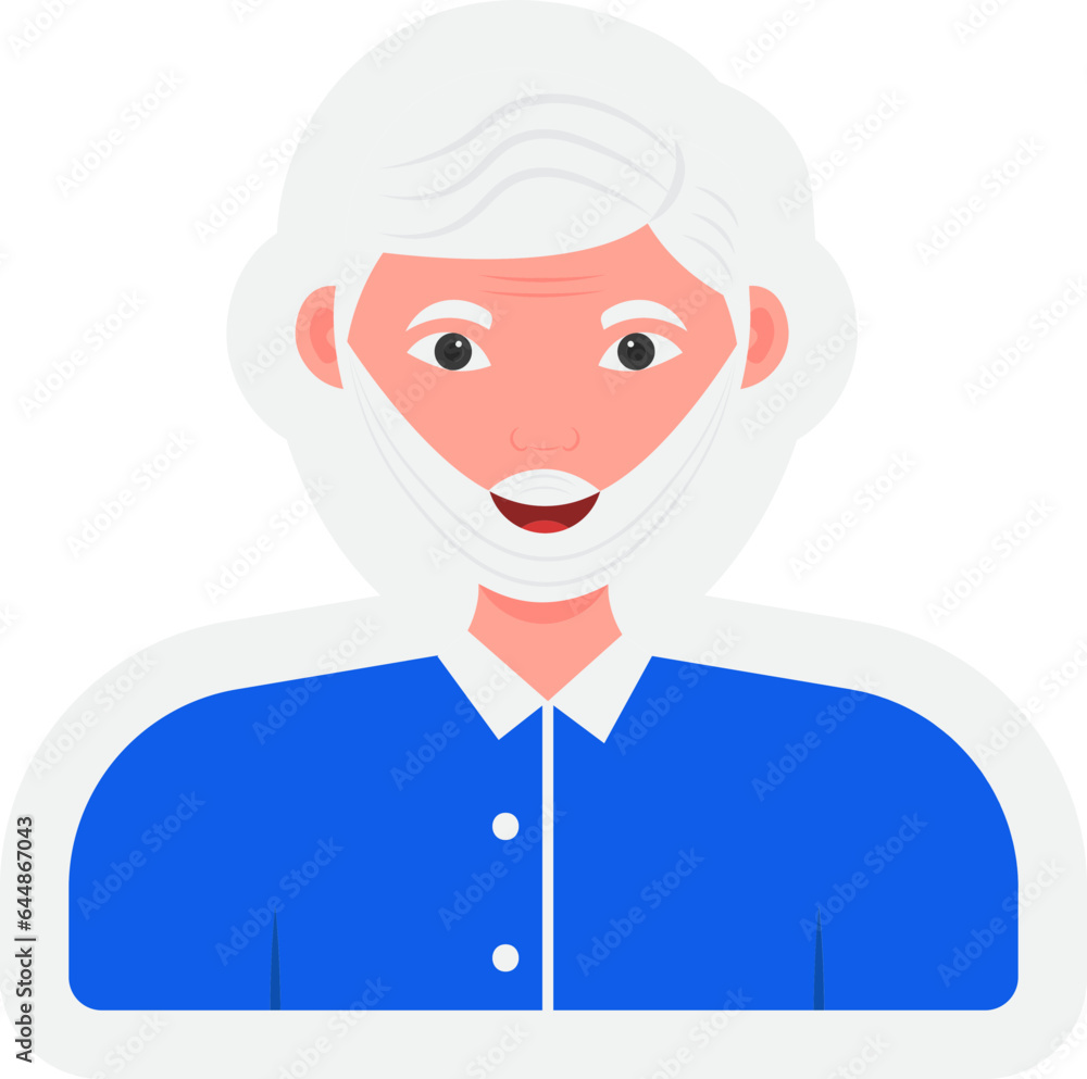 Sticker Style Old Man Character On White Background. Sticker Style Old Man Character On White Background.