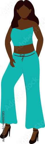 Faceless African Modern Young Woman Standing On White Background.
