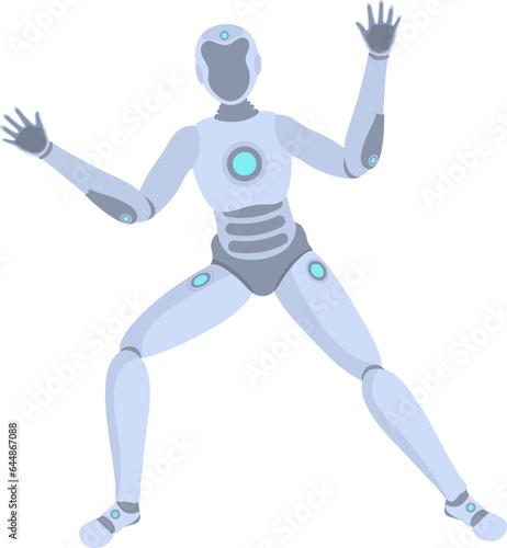 Humanoid Robot Standing On White Background.