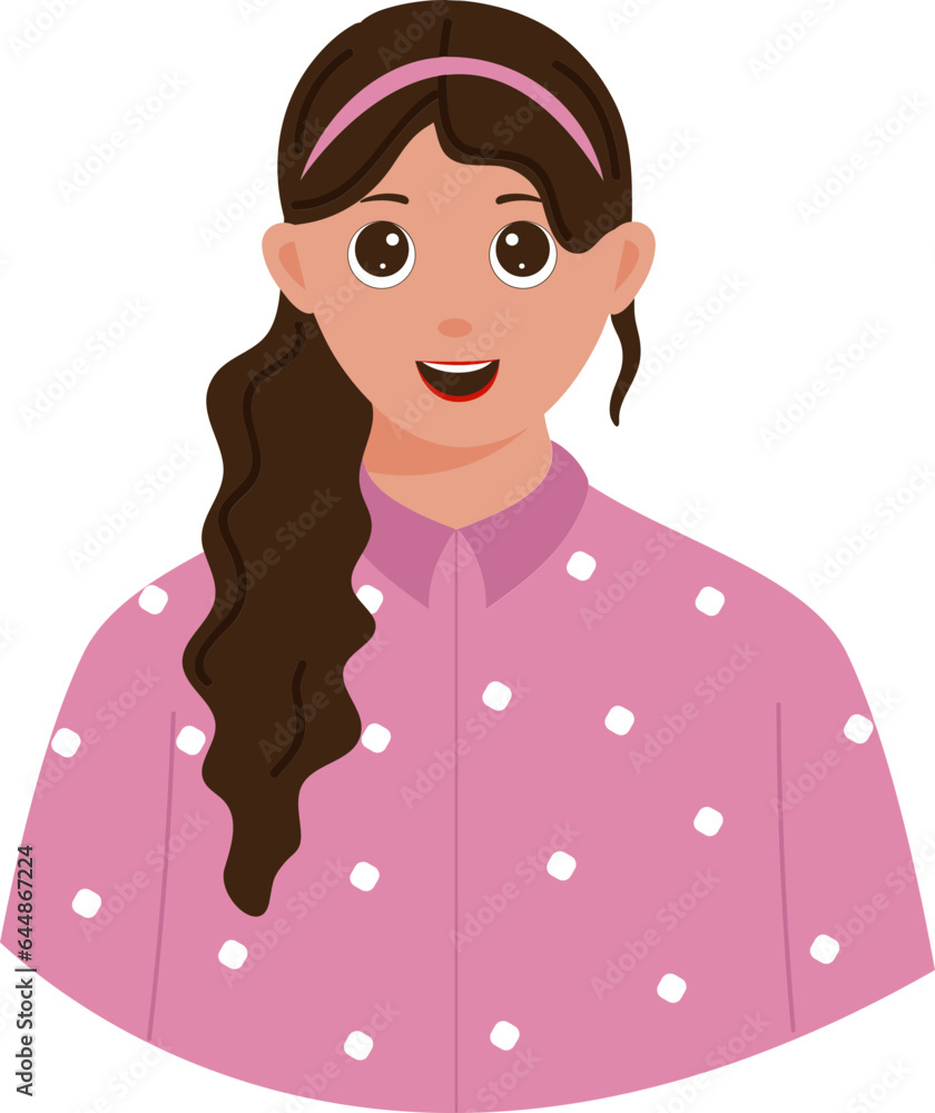 Beautiful Smiley Young Girl Character On White Background. Beautiful Smiley Young Girl Character On White Background.