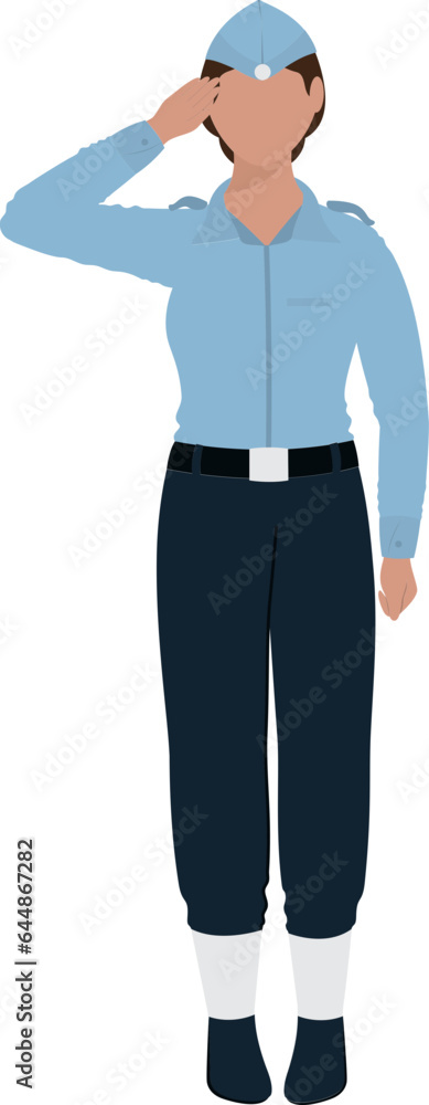 Faceless Air Force Woman Saluting In Standing Pose. Faceless Air Force Woman Saluting In Standing Pose.