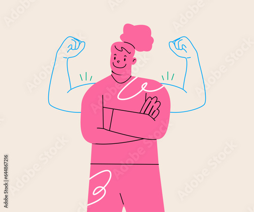 Woman power, woman self confidence, high esteem concept. Colorful vector illustration