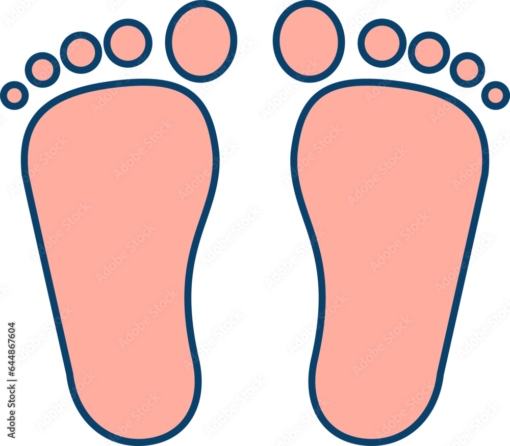 Isolated Baby Footprint Icon In Peach Color. Isolated Baby Footprint Icon In Peach Color.