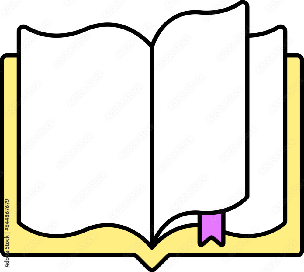 Open Book Yellow Icon In Flat Style. Open Book Yellow Icon In Flat Style.