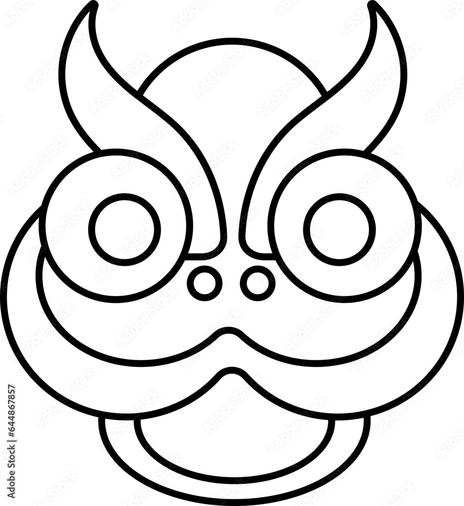 Black Linear Style Cartoon Dragon Mask Icon Black Linear Style Cartoon Dragon Mask Icon