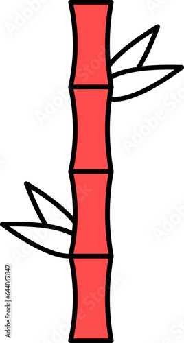 Bamboo Red Icon In Flat Style.