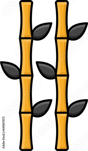 Yellow And Grey Bamboo Icon Or Symbol.