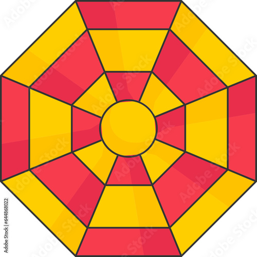 Red and Yellow Bagua Mirror Flat Icon.