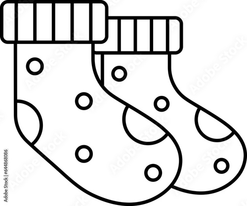 Black Outline Illustration Of Dotted Socks Icon.
