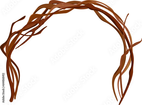 Illustration Of Curved Dry Vine On White Background.