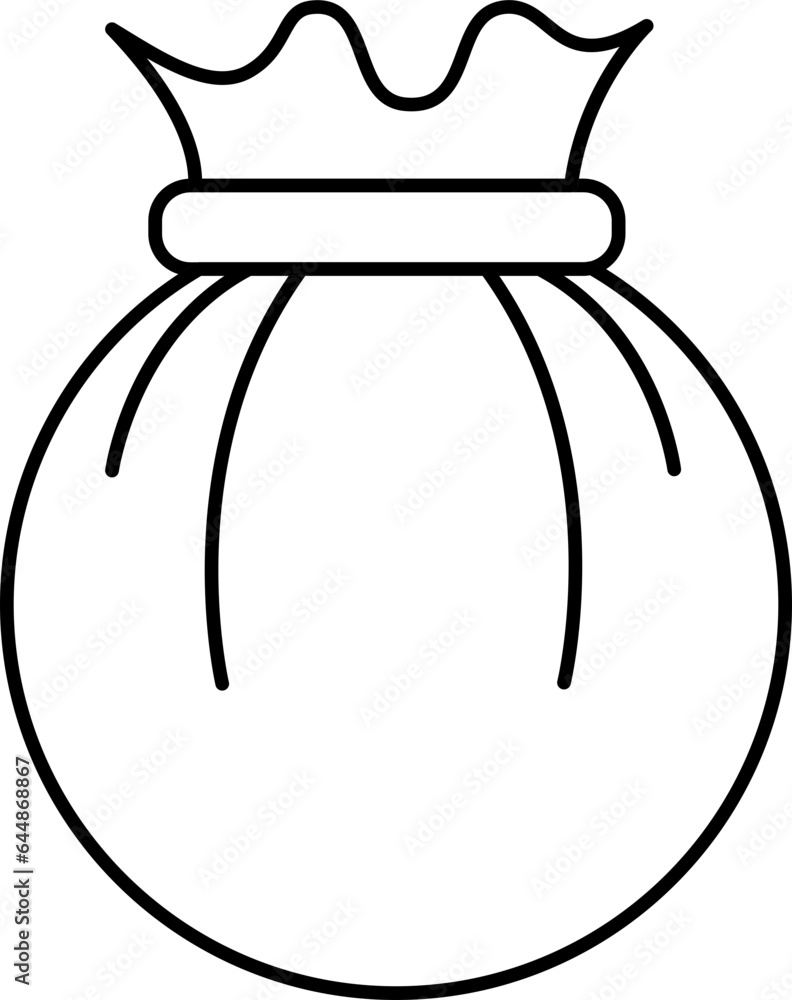 Isolated Money Bag Icon In Black Outline. Isolated Money Bag Icon In Black Outline.