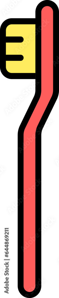 Isolated Toothbrush Icon In Red And Yellow Color. Isolated Toothbrush Icon In Red And Yellow Color.