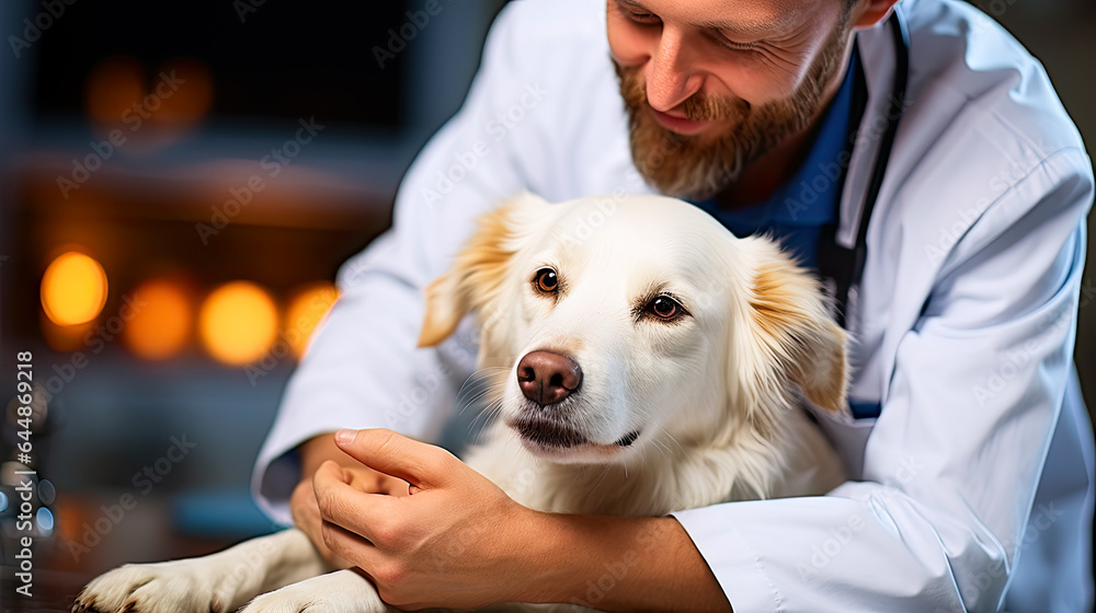vet checks the health of a dog, that is on the table vet checks the health of a dog, that is on the table
