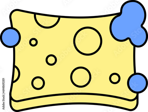 Sponge Icon In Blue And Yellow Color.