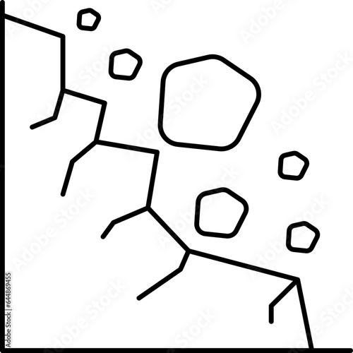 Thin Line Art Of Landslide Icon.