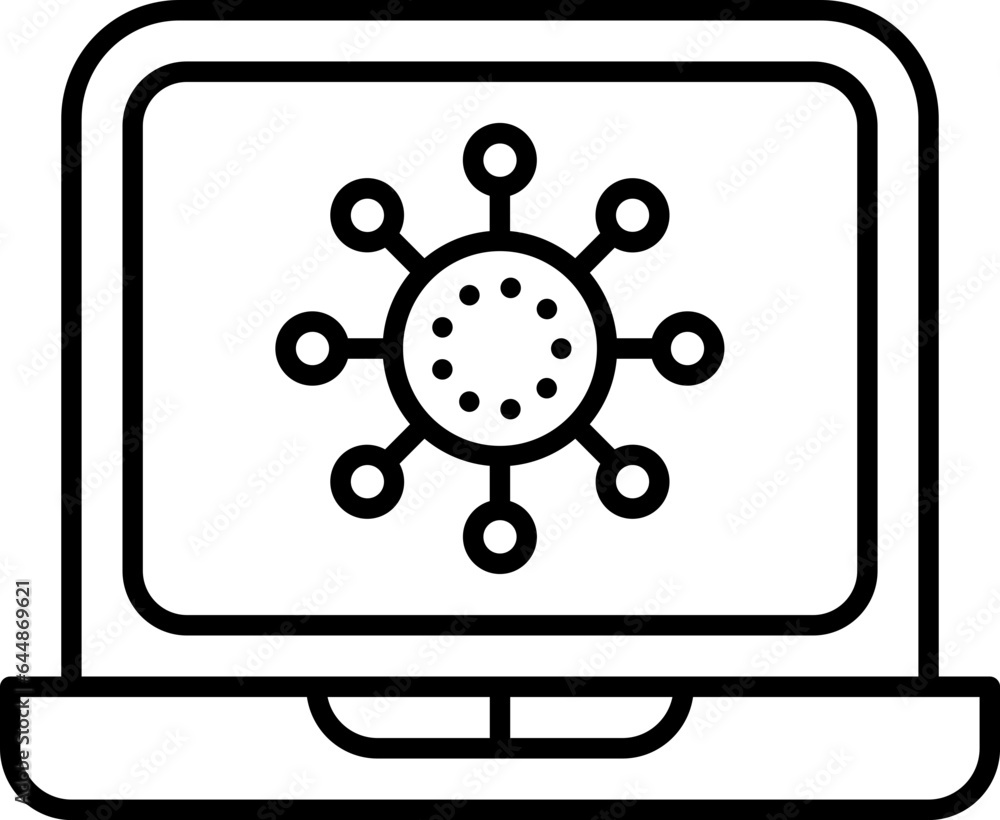 Fototapeta premium Linear Style Network Connection In Laptop Icon.