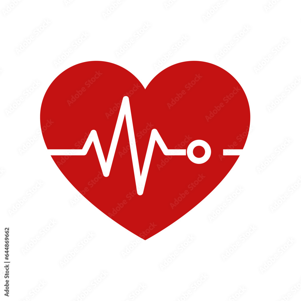 Human heart vector. Heart with normal heartbeat line cardiogram graph. Multicolored flat vector icon representing medicine items concept isolated on white background Human heart vector. Heart with normal heartbeat line cardiogram graph. Multicolored flat vector icon representing medicine items concept isolated on white background
