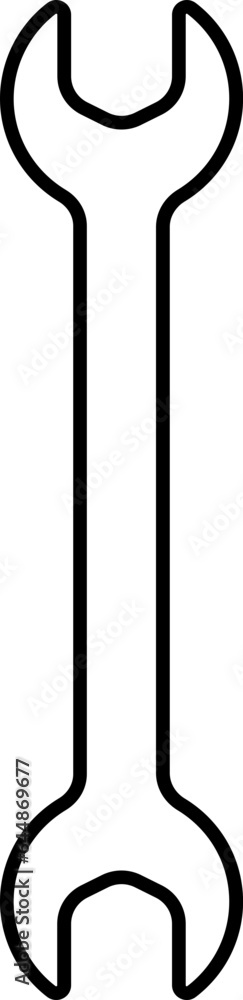 Isolated Wrench Icon In Black Line Art. Isolated Wrench Icon In Black Line Art.