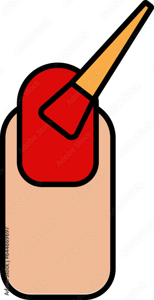 Nail Polish Applying Finger Icon In Red And Peach Color. Nail Polish Applying Finger Icon In Red And Peach Color.