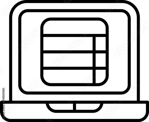 Column Draw Table In Laptop Screen Linear Icon.