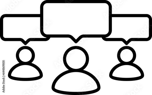 Group Chatting Icon In Black Line Art.