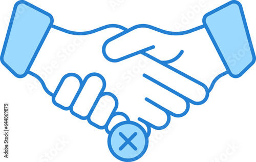 No Hand Shake Icon In Blue And White Color.