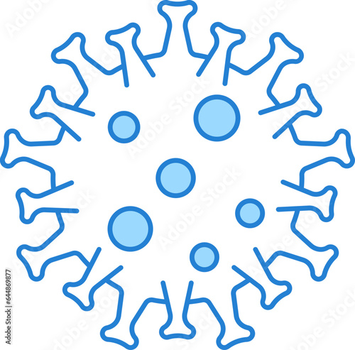 Blue And White Virus Icon In Flat Style.