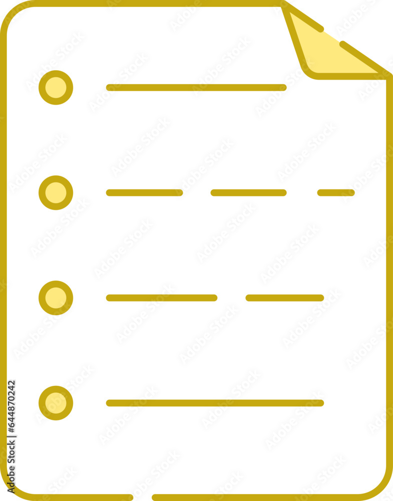 Yellow And White Paper Icon In Flat Style. Yellow And White Paper Icon In Flat Style.
