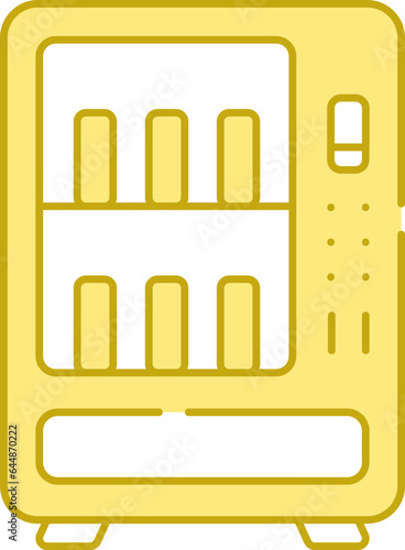 Flat Style Vending Machine Yellow And White Icon.