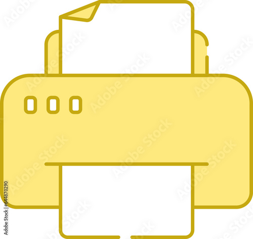 Flat Style Printer Icon In Yellow And White Color.