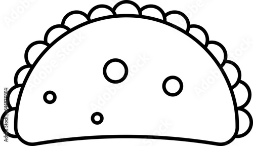 Illustration Of Empanada Icon In Line Art.