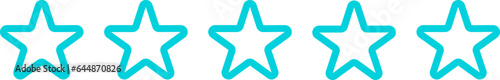 Five Star Icon Or Symbol In Turquoise Outline.