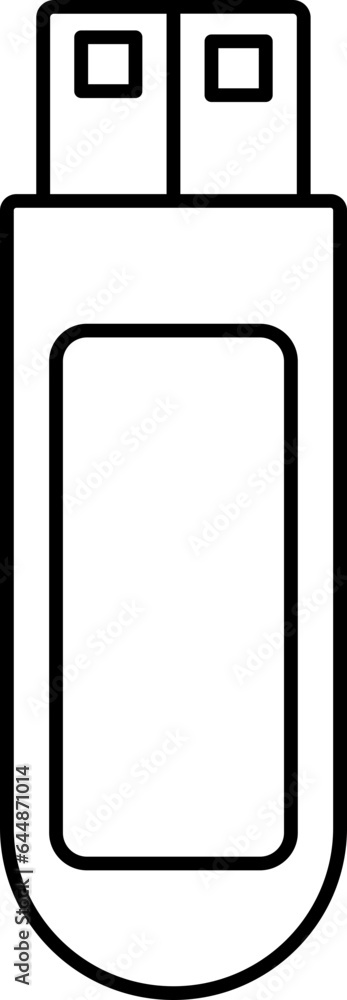 Isolated Pen Drive Black Outline Icon. Isolated Pen Drive Black Outline Icon.