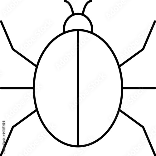 Isolated Bug Icon In Black Thin Line Art.