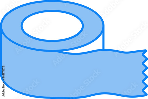 Tape Roll Icon In Blue And White Color.